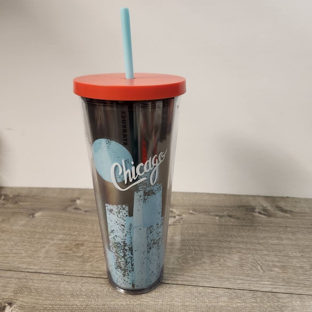 Starbucks Chicago Illinois City Collection Cold Drink Cup 24 Oz Acrylic Tumbler‎